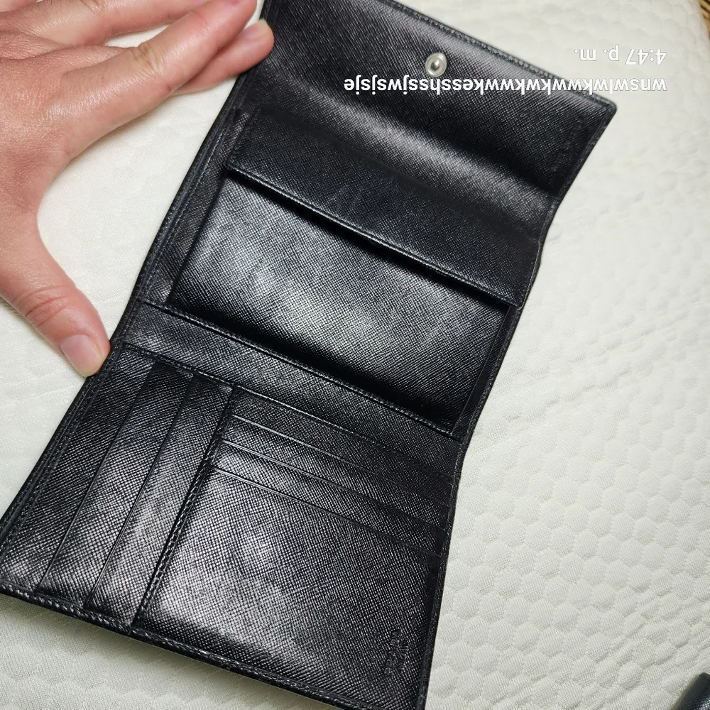 Prada  Tri-fold Triangle Logo Leather Wallet - Picture 3 of 10